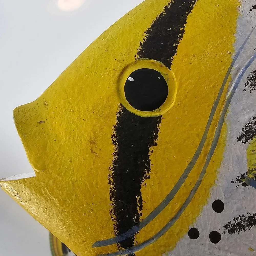 Hand-Painted (2)‎ Wooden Tropical Fish Figurines – Coastal Beach Tabletop Decor